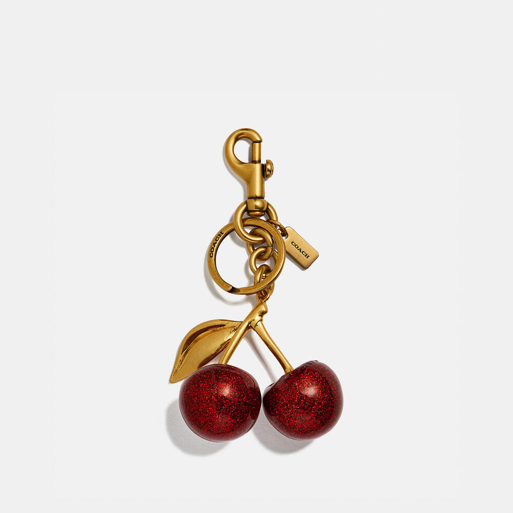 COACH Cherry Bag Charm NWT Brass/Red Apple Glitter